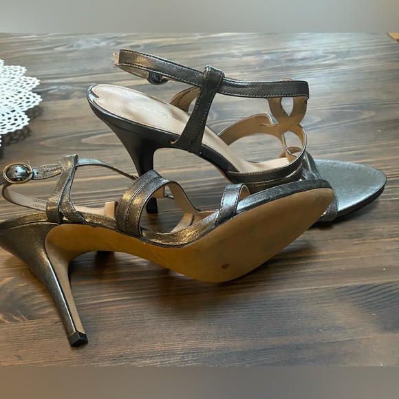 Via Spiga Heels Leather Sandals Sz 10 Granite - Picture 9 of 11